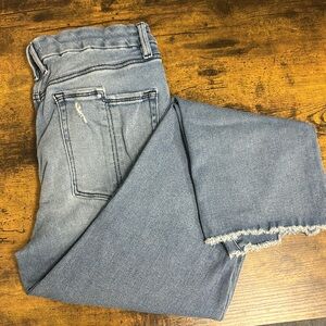 Good American straight leg with stretch.